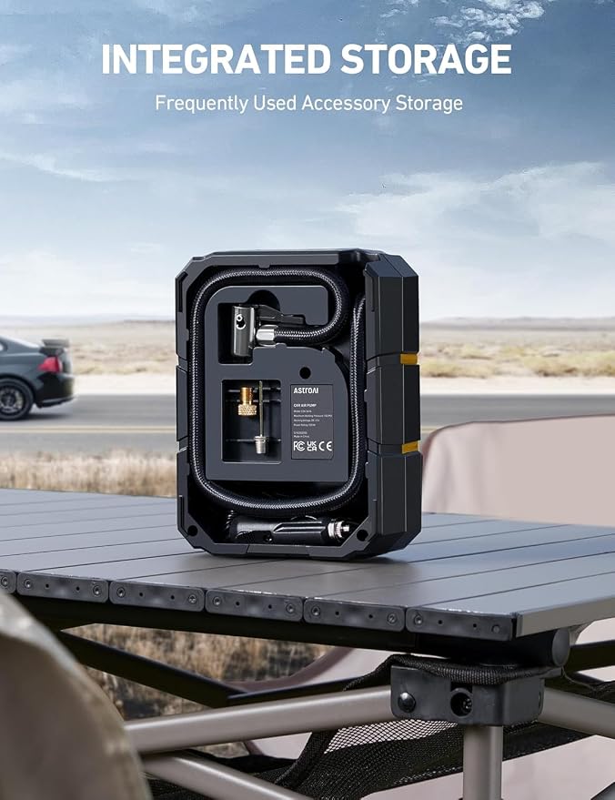 S1 Tire Inflator Portable Air Compressor 12V DC 150PSI with Digital Gauge, Auto Shut-Off Preset Pressure Fast Inflation, Compact Air Pump for Car Tires, Motorcycle, Bike, Ball, Inflatables