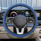 Elastic Stretch Steering Wheel Cover, Anti-Slip, 15inch, Blue | Microfiber Odorless Breathable Ice Silk Car Steering Wheel Protector, Easy Carry, Warm in Winter & Cool in Summer