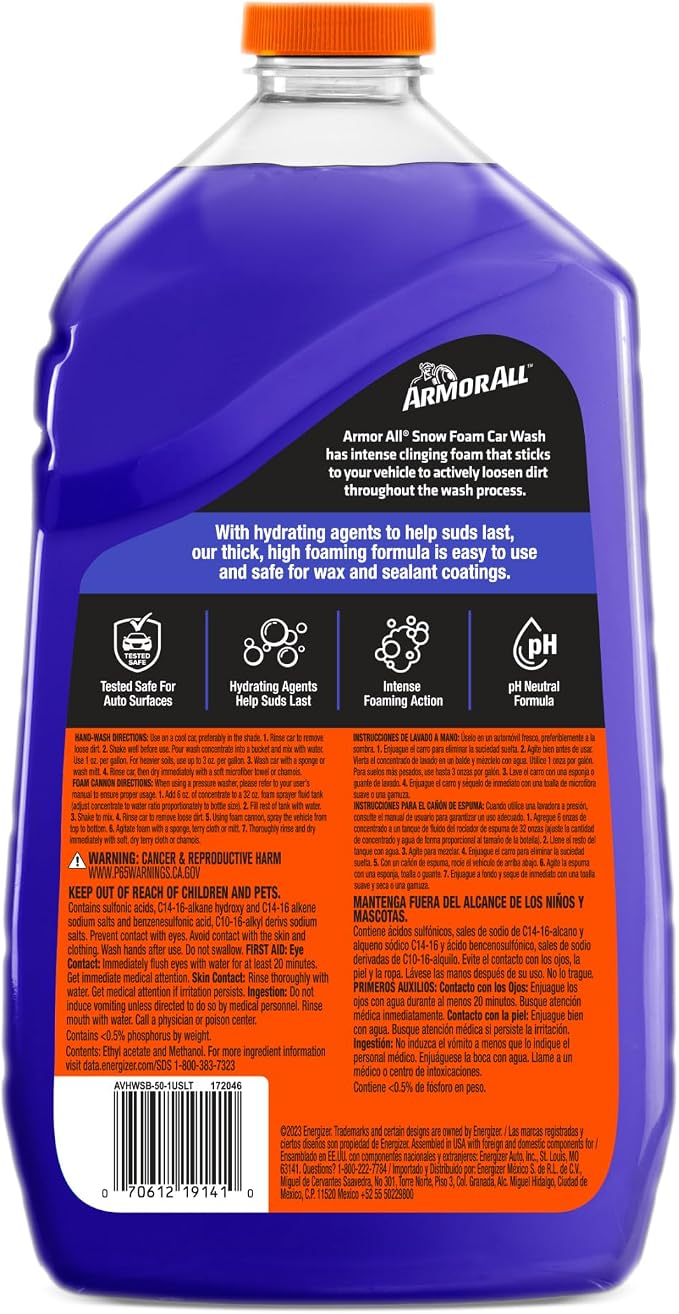 Car Wash Snow Foam Formula, Cleaning Concentrate Soap for Cars, Truck, and Motorcycles, 50 Fl Oz (Pack of 4)