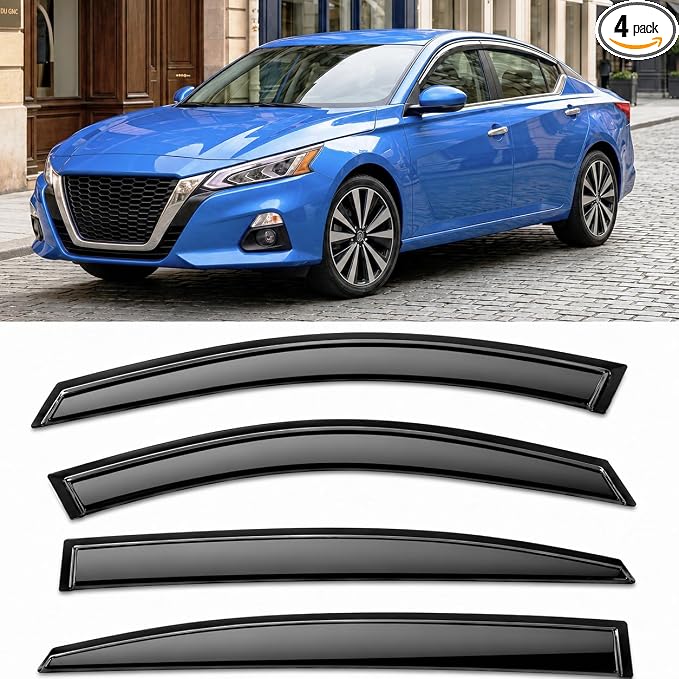 2019-2026 Tape-On Rain Guards for Nissan Altima Side Window Visor Deflectors Extra Thick Vent Shades S SR SV SL L34 2019 2020 2021 2022 2023 2024 2025