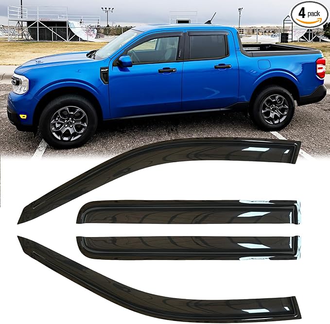 4pcs Original Shatterproof Rainproof Side Window Wind Deflectors for 2022-2024 Ford Maverick,Outside Mount Rain Guard Sets,Nice Looking Window Visors for Cars,Vent Deflector for Maveric 22-24 94182