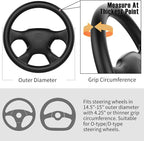 Genuine Leather Steering Wheel Cover, Stitch On Wrap, 15 Inch Steering Wheel Wrap for Car Truck SUV Pickup Boat, DIY Sewing with Needle Thread, Gray