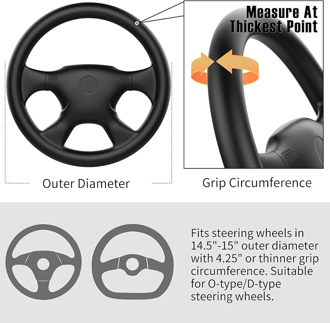 Genuine Leather Steering Wheel Cover, Stitch On Wrap, 15 Inch Steering Wheel Wrap for Car Truck SUV Pickup Boat, DIY Sewing with Needle Thread, Gray