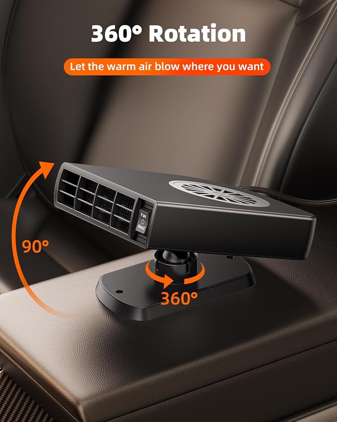 Car Heater,12V 150W Portable Windshield Defogger and Defroster,Plugs into Cigarette Lighter,Rotatable Fast Heating Car Window Defroster Windshield Defogger,Heating & Cooling Automobile Heater