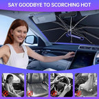 [2026 Upgraded] Windshield Sun Shade Umbrella, Foldable Car Sunshade for Trucks & SUVs with UV Protection, Heat Insulation & Automotive Interior Sun Protection for Outdoor Parking Camping (X-Large)