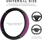 Bling Car Steering Wheel Cover, 15 Inch Sparkly Rhinestone Soft Leather Steering Wheel Protector, Non-Slip Universal Auto Elastic Steering Wheel Covers for Women Girls (Purple)
