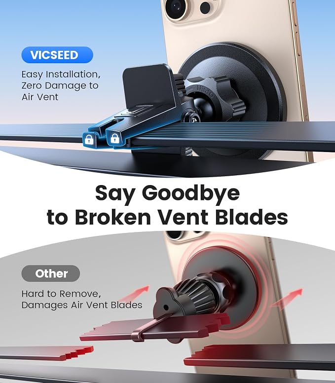 for MagSafe Car Mount Vent Pink– [Super Magnet Power & Vent-Safe Clip] 360° Adjustable Study Magnetic Phone Holder Hands Free for iPhone 17 16 15 14 13 12 Pro Max