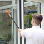Window Cleaner Tool for Home, 59.5'' Squeegee Kit for Car Windshield, Shower Door, Mirror Cleaning, 2 in 1 Outdoor Glass Washer with Extension Pole