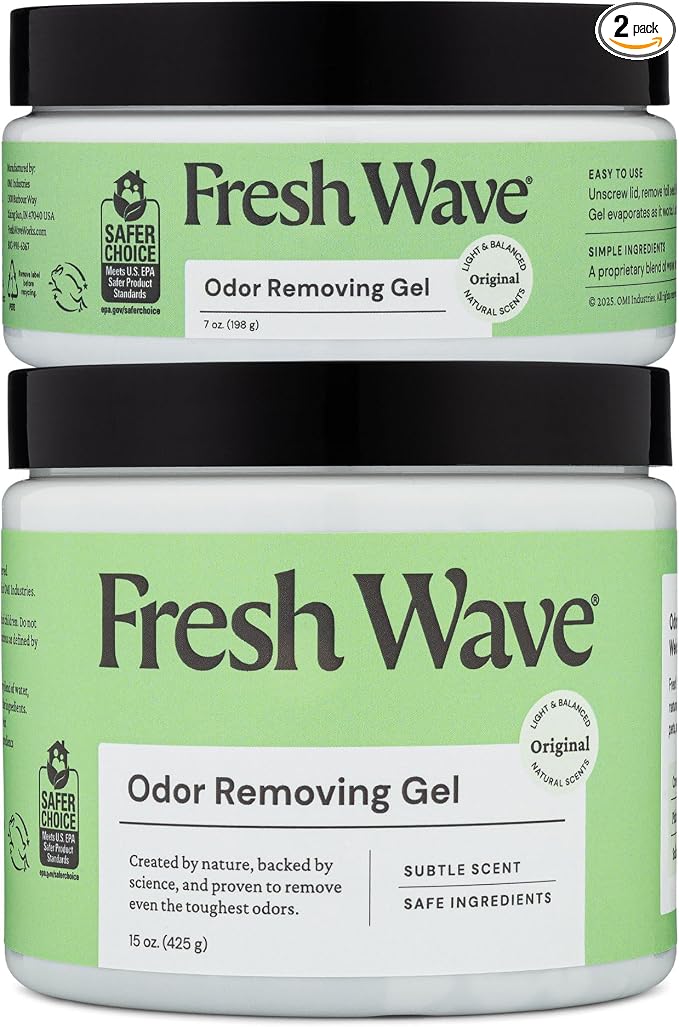 Odor Removing Gel, 15 oz. & 7 oz. - Odor Absorbers for Home, Safer Odor Relief, Natural Plant-Based Odor Eliminator, Every 15 oz. lasts 30-60 Days, For Cooking, Trash & Pets