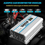 1000W Car Inverter 12V to 110V DC to AC Power Inverters for Vehicles with 2 AC Outlets/36W PD USB-C/18W QC USB-A Fast Charging/Cigarette Lighter/LED Display/100A Cables 1000 Watt Inverter