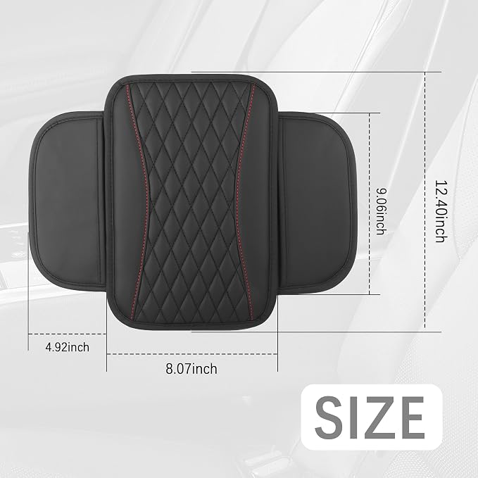Patchwork Leather Center Console Covers for Cars,Upgraded Arm Rest Cover for Car with Side Storage Pocket for Car Seat Organizer,Middle Console Cover Stylish Car Decoration (Black)
