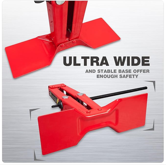 T10152 Torin Steel Scissor Lift Jack Car Kit, 1.5 Ton (3,000 lb) Capacity, Red
