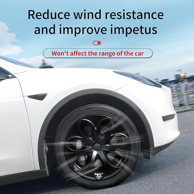Wheel Cover for Tesla Model Y 4PCS Hubcaps for Tesla Wheel Cover Model Y(2020-2024) 19inch Petal Rim Full Cover Hubcaps Accessories (Petal Style, 19 inch)