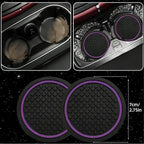 6 PCS Car Steering Wheel Cover Set, Microfiber Leather Steering Wheel Covers Universal 14.5-15 inch, Center Console Cover, Seat Belt Cushion, Cup Holder Coaster, Car Accessories Set Purple