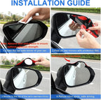 Blind Spot Mirror with Side Mirror Rain Guard, HD Glass Frameless Convex, Carbon Fiber 2-in-1 Side Mirror Covers Kit with Wide Angle Adjustable Stick for Cars SUV and Trucks, Pack of 2
