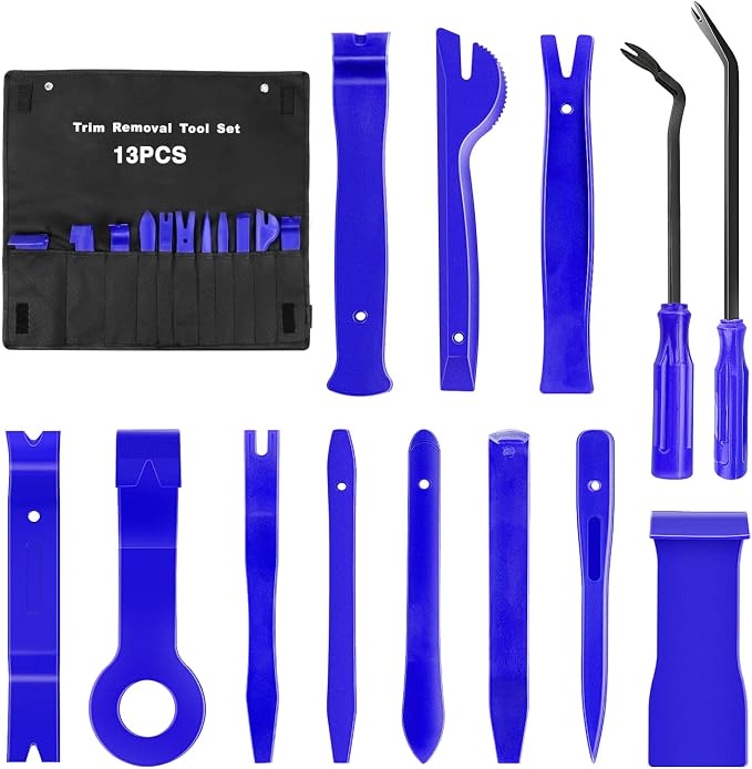 13PCS Nylon Trim Removal Tool Set for Bumper Fastener Rivet Clips Car Clip Panel Audio Video Dashboard Dismantle Blue