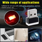4 PCS USB LED Car Interior Atmosphere Lamp, Plug-in USB Decor Night Light, Portable Auto Ambient Lighting Kit, Universal Vehicle Interior Accessories for Most Cars (White+Red+Blue+Ice Blue)
