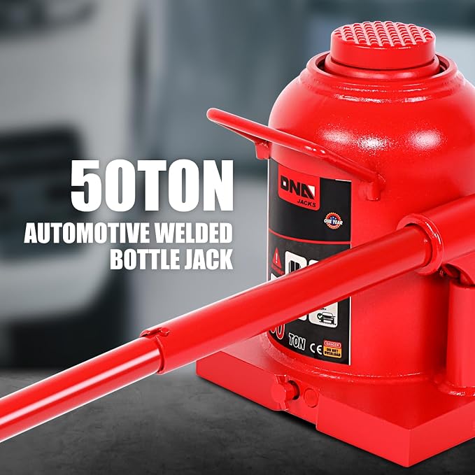 50 Tons / 110231 lbs Lifting Automotive Welded Hydraulic Bottle Jack for Repair Vehicle, Pickup, Truck, w/Manual Handle, Red,TOOLS-00365