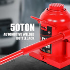 50 Tons / 110231 lbs Lifting Automotive Welded Hydraulic Bottle Jack for Repair Vehicle, Pickup, Truck, w/Manual Handle, Red,TOOLS-00365