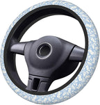 Flowers Steering Wheel Cover Car Elastic Steering Wheel Protector | Blue White Anti-Slip Breathable Car Accessories Interior for Women Men Universal 15 Inch Fit Auto SUVs Vans Truck
