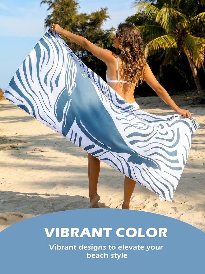 2 Pack Microfiber Beach Towel, Quick Dry Travel Towel Large Sand Free Towel for Beach, Camping, Swim Pool, Gym, Sports& Yoga 71"x32", Whale& Jellyfish