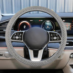 Elastic Stretch Steering Wheel Cover, Anti-Slip, 15inch, Grey | Microfiber Odorless Breathable Ice Silk Car Steering Wheel Protector, Easy Carry, Warm in Winter & Cool in Summer