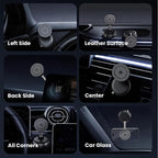 Aromatherapy Magnetic Car Phone Mount, Built-in Strong N52 Magnet, Reusable Suction Cup & 4-axis Adjustable. Package Includes 6 Solid Fragrance Refills and 1 Metal Ring Sticker.（Grey ）
