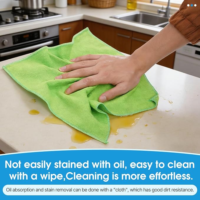 Microfiber Cleaning Cloth,12 Pack Cleaning Rags, Cleaning Towels with 4 Color Assorted, 11.8"X11.8"(Green/Blue/Yellow/Pink)