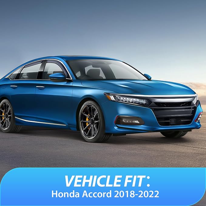 in Channel Window Visors for Honda Accord 2018 2019 2020 2021 2022, Wind Deflectors for Sun Rain & Ventilation, Light Smoky Blue, 4PCS