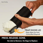 Car Trash Can Cup Holder | Mini Car Trash Can | Fits in Most Doors | 5.1" x 2.9" | Traps More & Empties Less, Patent-Pending Compaction, Holds Weeks of Small Garbage, Black/Orange