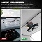 Sunglasses Holders for Car Visor, Sunglass Car Organizer, Leather Magnetic Buckle Sun Visor Sunglass Clip, Car Accessories Ticket Card Clip Sunglasses Mount Fit Truck (Black/Army Green, 2PCS)