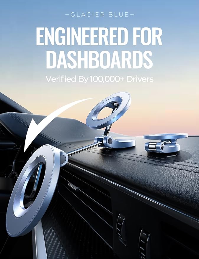for iPhone MagSafe Car Mount [24 Strong Magnets] 360 Degrees Ultra Magnetic Phone Holder for Car Dashboard, Universal Car Phone Mount Magsafe Accessories for iPhone17 Pro Max Air 16 15 14, Blue