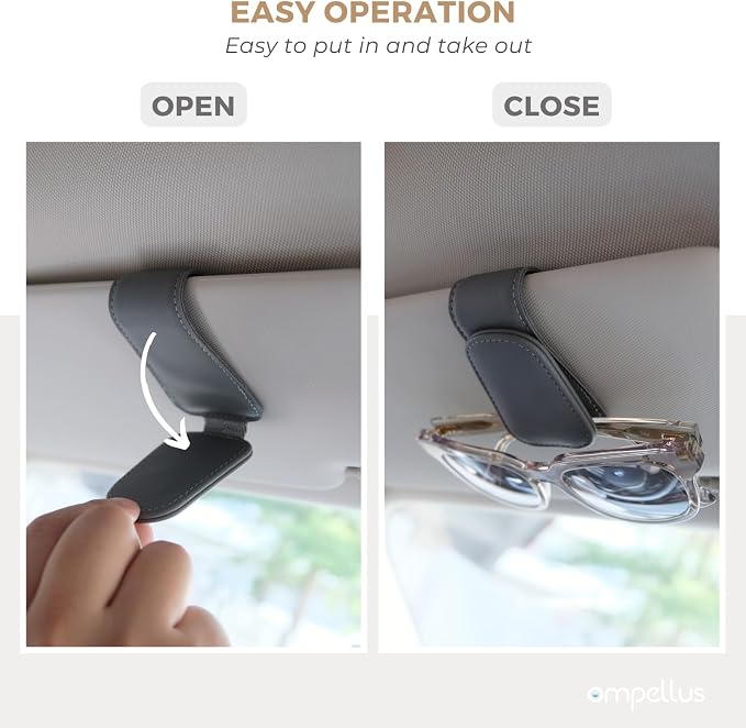Magnetic Leather Sunglass Holder, Eyeglass Hanger Clip for Car Sun Visor, Suitable for Different Size Eyeglasses (Green, 1 Pack)
