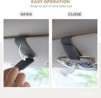 2 Pack Magnetic Leather Sunglass Holder, Eyeglass Hanger Clip for Car Sun Visor, Suitable for Different Size Eyeglasses(Gray, 2 Pack)