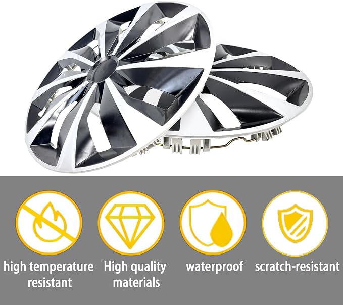 Hubcap Wheel Covers Hub Caps 13 Inch Set of 4 Black & Silver Universal Wheel Rim Cover R13 Stylish Car Decor Wheel Covers for Toyota Camry Nissan Mazda (black-01, 13 inch)