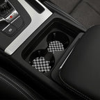 Black Gray Checkerboard Steering Wheel Cover 15 Inch Gray Checkerboard Steering Wheel Cover Anti-Slip Breathable Universal 2 Pcs Car Interior Cup Holder Pad for Men Women