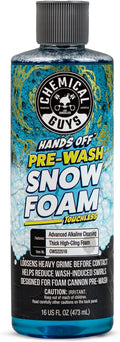 Hands Off Pre-Wash Foam Cannon Soap, High Suds, 16 oz | Touchless snow foam pre-soak that clings and helps loosen grime and buildup before contact washing; works with foam blasters