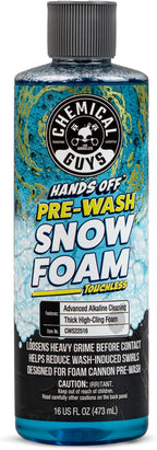 Hands Off Pre-Wash Foam Cannon Soap, High Suds, 16 oz | Touchless snow foam pre-soak that clings and helps loosen grime and buildup before contact washing; works with foam blasters