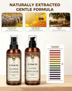 Leather Cleaner & Moisturizer Set for Coach, Cleaning and Maintenance Kit for Coach, Deep Nourishing & Stain Removal, Gentle Care, Suitable for Coach Handbags, Wallets and Other Luxury Brands