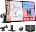 9" Wireless Apple CarPlay & Android Auto Car Screen with 4K Dash Cam, Portable Touchscreen Display with 1080p Backup Camera, GPS Navigation, Mirror Link, Bluetooth 5.0, FM Transmitter & Voice Control