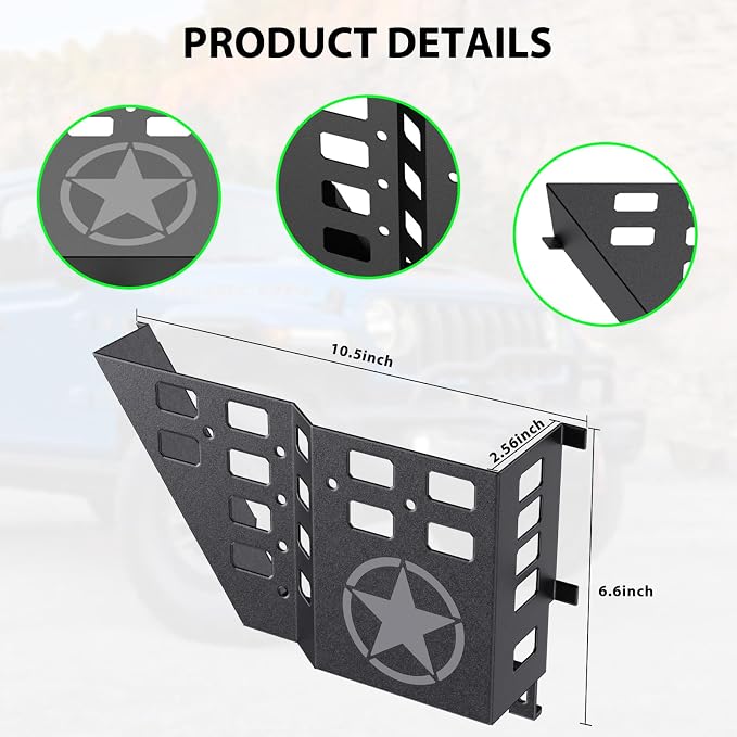 Metal JK Rear Door Storage Pockets for Jeep Wrangler JK JKU 2007-2018, Sturdy Door Organizer Box Pockets Insert Accessories for Replace Sagging Nets -2 PCS
