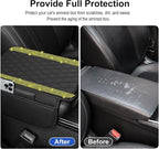 Bling Car Center Console Cover, Leather Car Arm Rest Cover Cushion with 2 Storage Bags, Universal Auto Armrest Protector Storage Box, Bling Accessories Interior for Most Vehicles (Yellow)