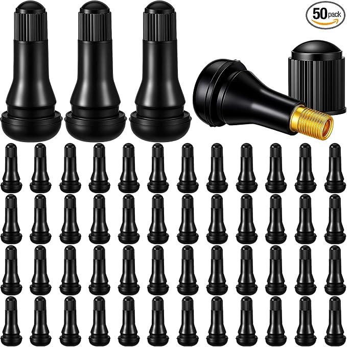 50 Pieces TR413 Valve Stems Tubeless Bulk Rubber Snap-in Valve Stems for 0.453 Inch Rim Holes, Black Standard Length Replacement Tool for Car Tubeless Replacement