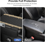 Bling Car Center Console Cover, Leather Car Arm Rest Cover Cushion with 2 Storage Bags, Universal Auto Armrest Protector, Bling Accessories Interior for Most Vehicles(Champagne Diamond)