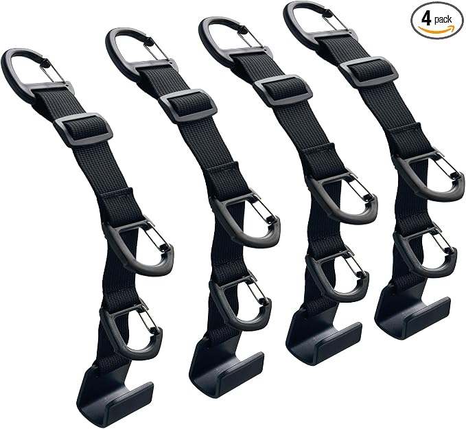 Car Headrest Hooks, Backseat Storage Organizer Hangers, Universal Vehicle Seat Back Hooks, 4 Pack