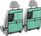 Seat Back Protector Medium Aquamarine Car Kick Mat with Pocket, Back of Front Seat Cover for Kids Feet