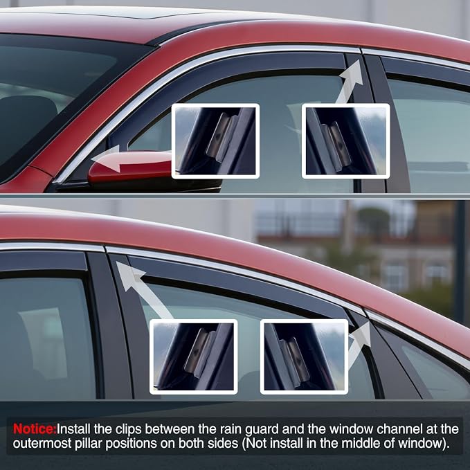 in-Channel Rain Guards for GMC Terrain 2010-2017, Window Visor Window Deflectors for Rain Protection & Ventilation, Smoke Tinted, 4PCS