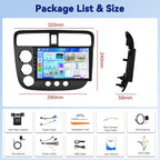 【8 Core 6+128G】 Android 15 Car Stereo for Honda Civic 2001-2005 Wireless CarPlay Android Auto 9” IPS Touch Screen Unit with Bluetooth5.0 32-EQ DSP GPS WiFi 59-UIs AHD Rear Camera Three Split Screen