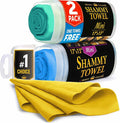 Premium 2pk Mini +1 Free Shammy Cloth for Car Drying - 17”x13” - Super Absorbent Chamois Towel for Car - Scratch-Free, Reusable & Soft Cleaning Towel
