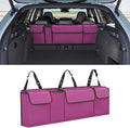 Car Trunk Organizer, Waterproof Collapsible Cargo Bag with 4 Pockets,Backseat Hanging Large Storage with Adjustable Straps, Sturdy Space Saver Frees Trunk Floor for SUV, Truck (Purple)